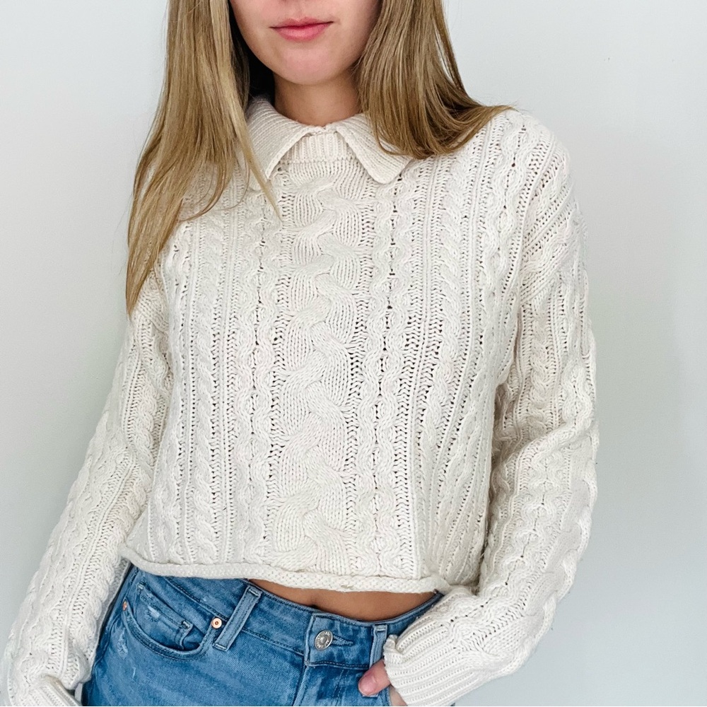 525 America Cream Cable Knit Sweater